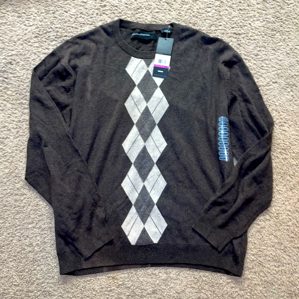 Perry Ellis Portfolio Chocolate Heather Diamond/ Argyle Front Pattern Size XXL